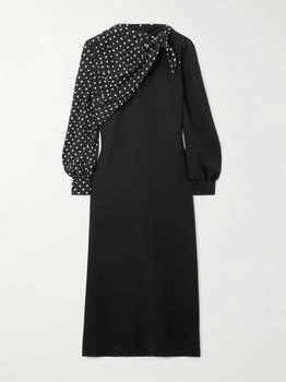 Valentino | Draped Polka-dot Silk Midi Dress  - IT36