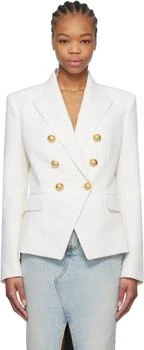 Balmain | White Grain De Poudre 6-Button Blazer