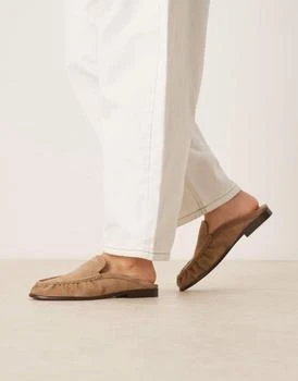 ASOS DESIGN Mellow premium loafer mules in taupe suede