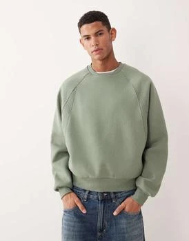 ASOS DESIGN relaxed sweatshirt with rib cut & sew in khaki