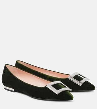 Faux fur-trimmed ballet flats
