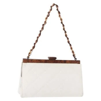 Chanel | Wooden Frame Striped Shoulder Bag Leather Leather Shoulder Bag Bag (Pre-Owned)