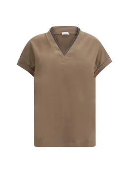 Brunello Cucinelli | Brunello Cucinelli Embellished V-Neck T-Shirt