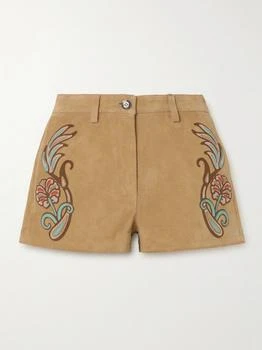 ETRO | Appliquéd Suede Shorts - Sand - IT38