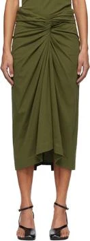 Dries Van Noten | Green Knotted Jersey Midi Skirt