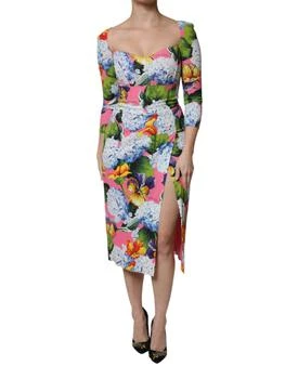 Dolce & Gabbana | Floral Side Slit Midi Women's Dress