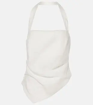 Dorian halterneck linen-blend top