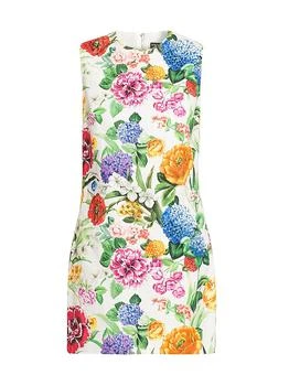 Dolce & Gabbana | Floral-Jacquard Stretch-Cotton Minidress