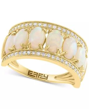 Effy | EFFY® Opal (2 ct. t.w.) & Diamond (1/5 ct. t.w.) Oval Channel Ring in 14k Gold