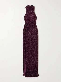 Balmain | Gathered Sequined Stretch-tulle Halterneck Gown