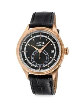 Gevril | Empire 40MM Stainless Steel & Leather Automatic Strap Watch