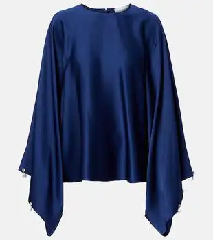 Stella McCartney | Faux pearl-embellished satin top