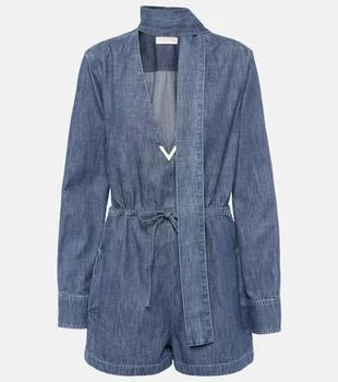 Valentino | Halterneck denim playsuit