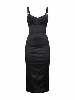 Dolce & Gabbana | DOLCE & GABBANA | Black satin calf-lenght bustier dress | Women | 40