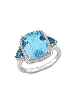 Saks Fifth Avenue | 14K White Gold, Topaz & 0.304 TCW Diamond Halo Ring
