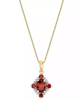 Garnet (1-11/40 ct. t.w.) 
Diamond (1/10 ct. t.w.) Pendant Necklace in Sterling Silver