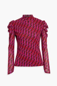 Diane von Furstenberg Remy printed mesh turtleneck top