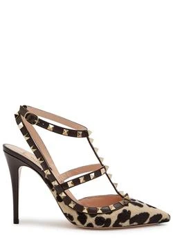 Valentino | Rockstud 100 leopard calf-hair and leather pumps