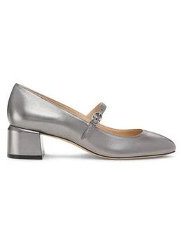 45MM Gabby Block Heel Leather Mary Jane Pumps