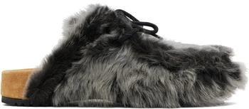 Dries Van Noten | Gray Shearling Clogs