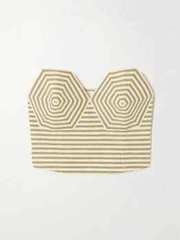 + Net Sustain Striped Tencel™ Lyocell-blend Twill Bustier Top  - US00