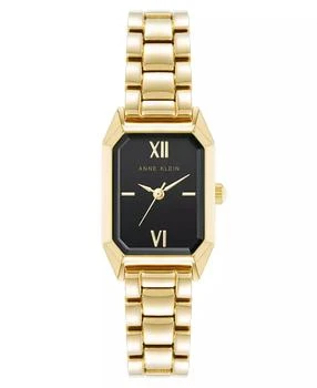 Anne Klein Women's Quartz Petite Octagonal Black and Gold-Tone Metal Alloy Bracelet Watch, 21mm