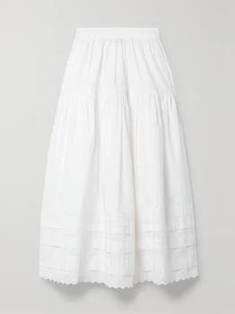 DÔEN Sebastiane Broderie Anglaise-trimmed Organic Cotton-poplin Midi Skirt