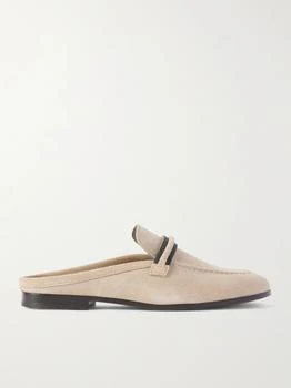Brunello Cucinelli | Bead-embellished Suede Slippers - Camel - IT36