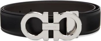 Salvatore Ferragamo | Black Adjustable Gancini Reversible Belt