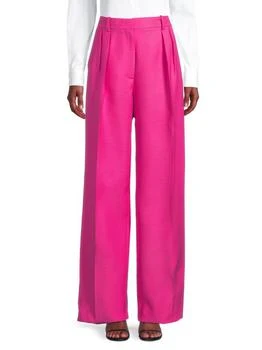 Valentino | Solid Wool-Silk Wide-Leg Pants