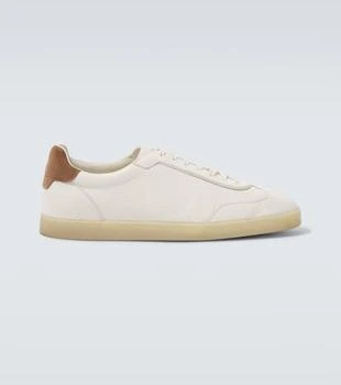 Brunello Cucinelli | Suede-trimmed leather sneakers