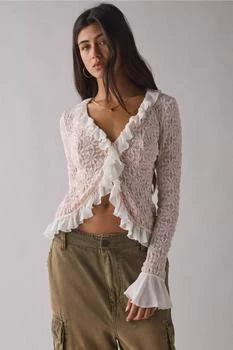 Kimchi Blue Kimchi Blue Libby Ruffle Trim Flyaway Lace Cardigan Top