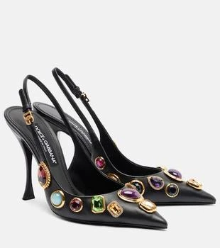 Dolce 
Gabbana | DG embellished leather slingback pumps