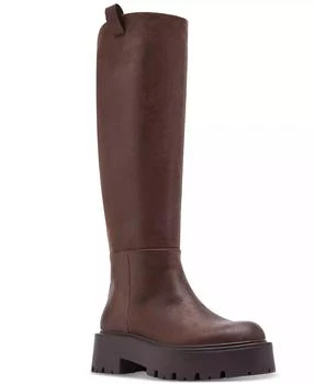 Crow Wide-Calf Lug-Sole Knee High Boots