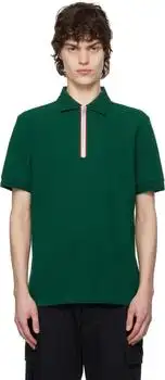 Moncler | Green Tricolour Trim Cotton Piquet Polo