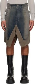 Rick Owens | Gray Concordians Slivered Denim Midi Skirt