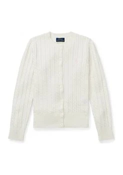 Ralph Lauren Girls 7-16 Mini-Cable Cotton Cardigan