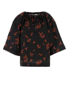 Fendi | Fendi Coral Printed Drawstring Neckline Shirt