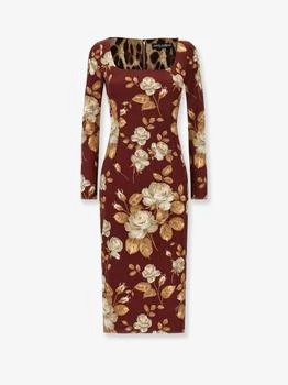 Dolce
Gabbana | Vintage rose print satin midi pencil dress
