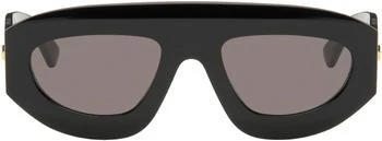 Bottega Veneta | Black Ultrathin Shield Sunglasses