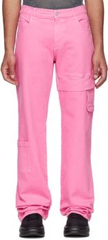 Pink Oversized Denim Cargo Pants