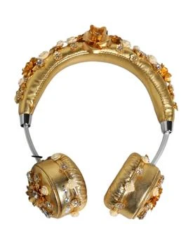 Dolce & Gabbana | Leather Floral Crystal Angel Headset Women's Headphones