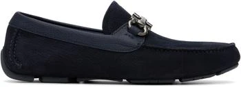 Salvatore Ferragamo | Navy Gancini Ornament Driver Loafers
