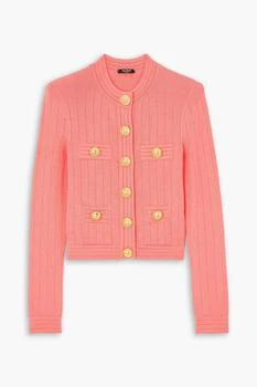 Balmain | Button-embellished pointelle-knit cardigan