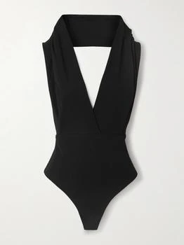 Balmain | Hooded Open-back Draped Jersey Bodysuit