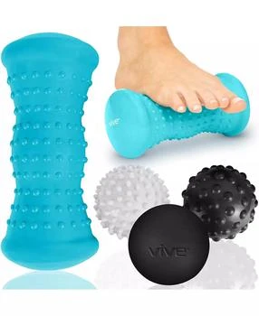 JOROTO Massage Ball Set (4 Piece) - Foot Pain Hot Cold Therapy Kit - Plantar Fasciitis, Heel Spur, Sore Muscles, Trigger Point - Back, Arm, Neck, Shoulder, Leg Circulation Roller - PT Spike Massager