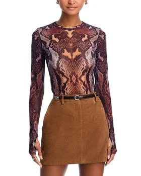 Kaylee Snakeskin Print Mesh Top