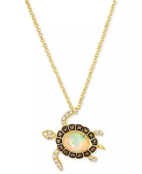 Le Vian | Chocolatier® Neopolitan Opal (1 ct. t.w.) & Diamond (1/2 ct. t.w.) Sea Turtle Adjustable 20" Pendant Necklace in 14k Gold