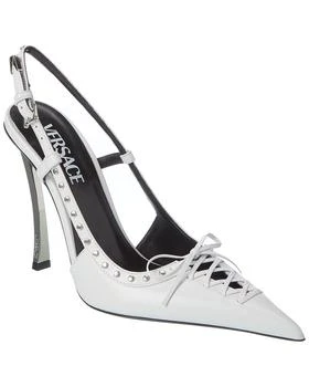 Versace | Laced Pin-Point Leather Slingback Pump
