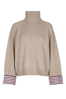 Brunello Cucinelli | Brunello Cucinelli Roll Neck Stripe Detailed Sweater